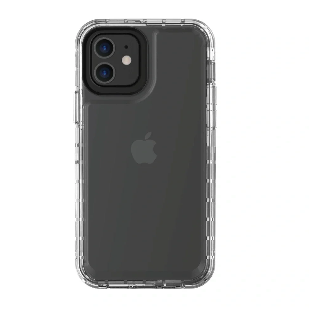 onn. Clear Rugged Case with Built-in Microbial Protection for iPhone 12, 12 Pro